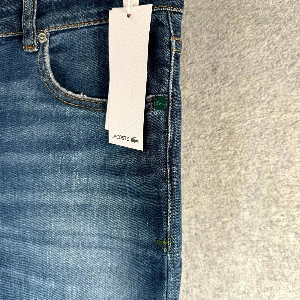 Lacoste Jeans Men's 33 X 34 Blue Denim Stretch Slim Fit Medium Wash Straight Leg